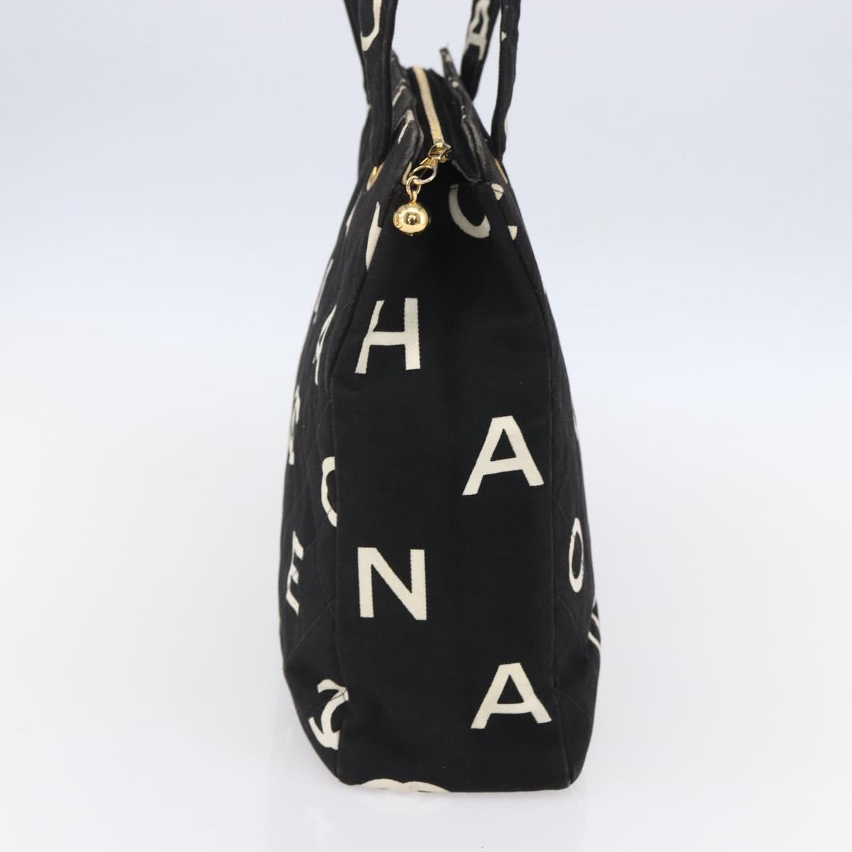 CHANEL COCO Mark Shoulder Bag Canvas Black Gold CC Auth gh1268