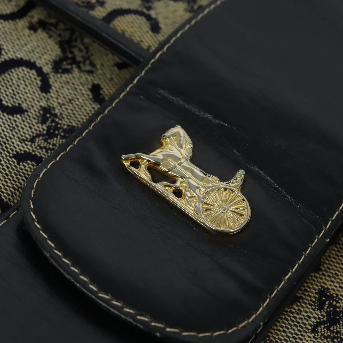 CELINE C Sulky Shoulder Bag Canvas Navy Gold Auth gh127