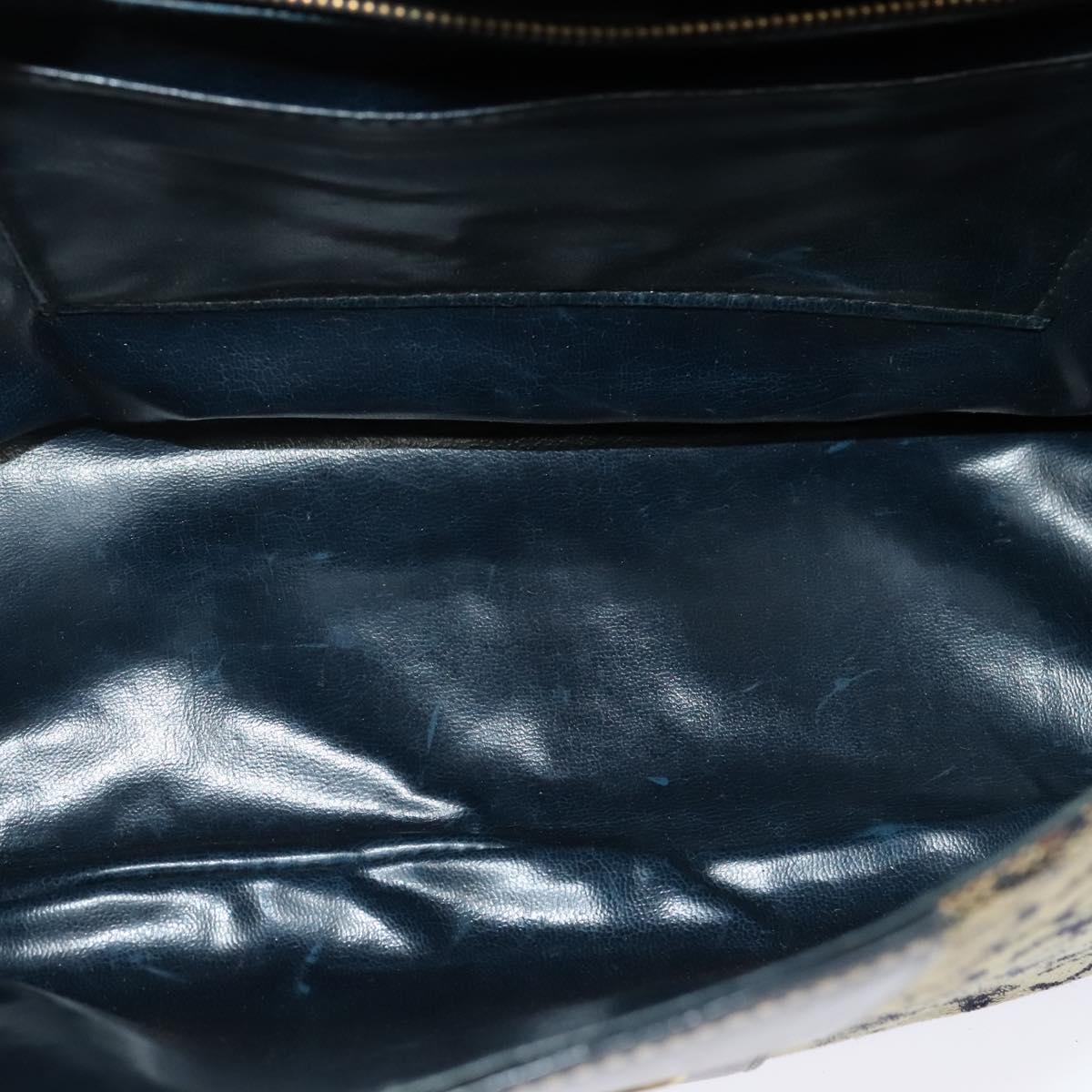 CELINE C Sulky Shoulder Bag Canvas Navy Gold Auth gh127