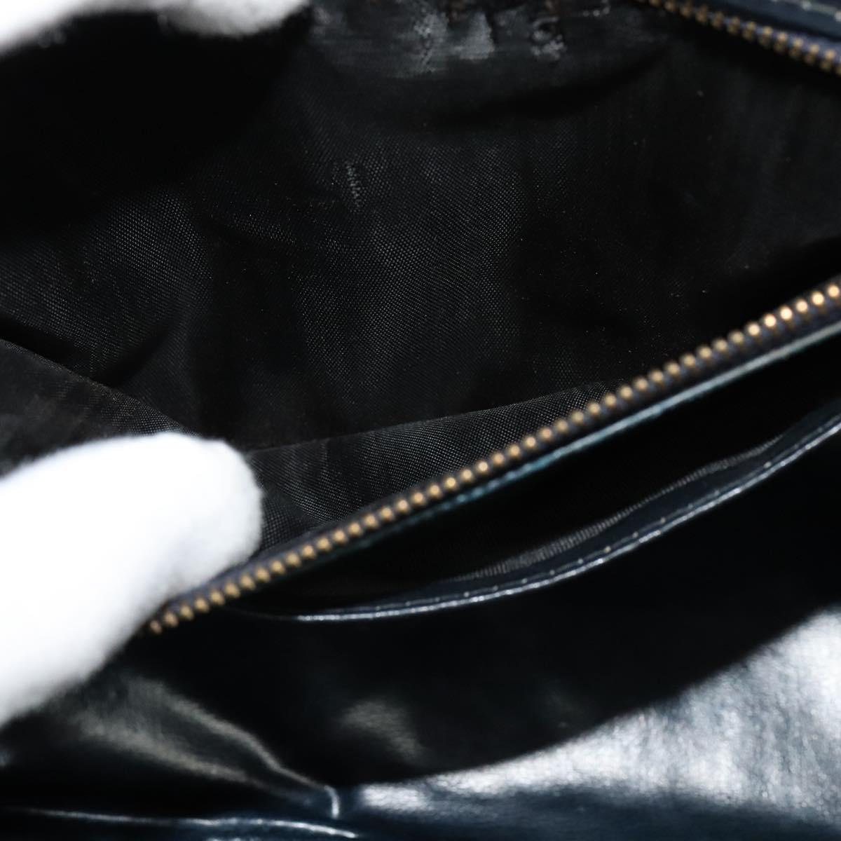 CELINE C Sulky Shoulder Bag Canvas Navy Gold Auth gh127