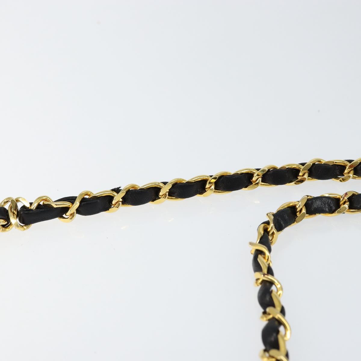 CHANEL Matelasse Chain Shoulder Bag Lamb Skin Black Gold CC Auth gh1276