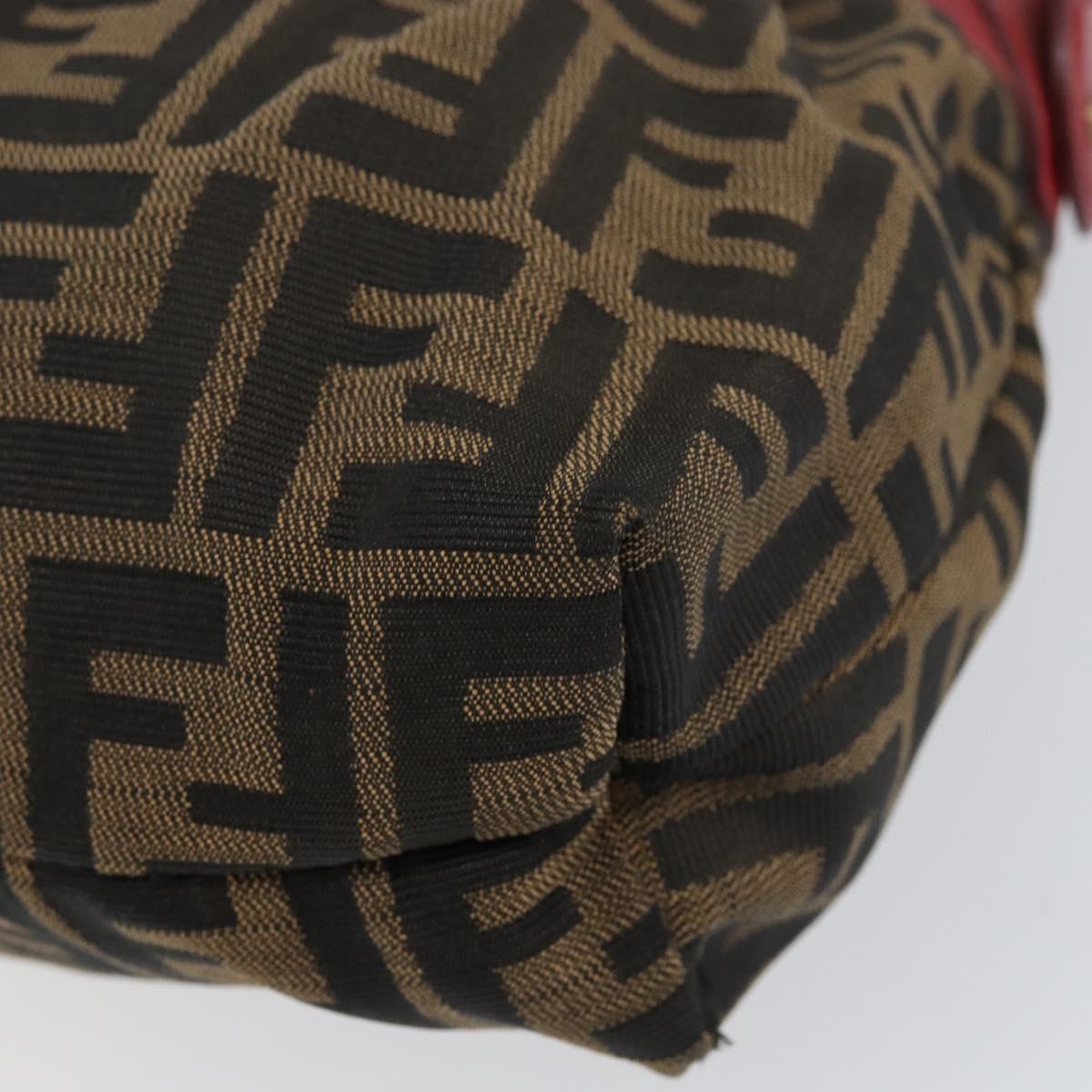 FENDI Zucca Canvas Shoulder Bag Black Brown Auth gh1286