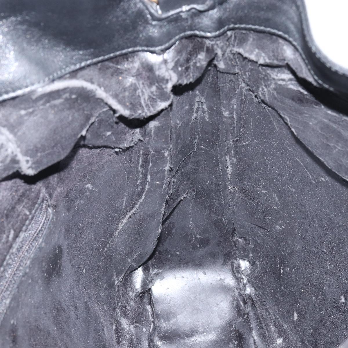 GUCCI Bamboo Hand Bag Leather Gold Black 001 2123 1577 Auth gh1288