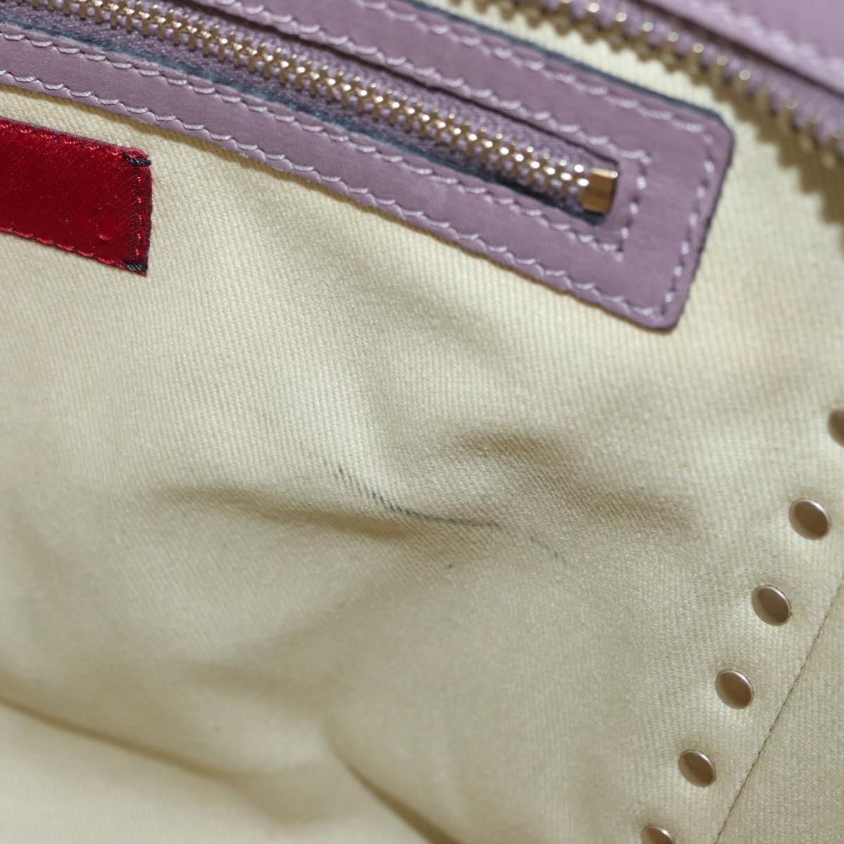 VALENTINO Studs Hand Bag Leather 2way Purple Gold Auth gh1289