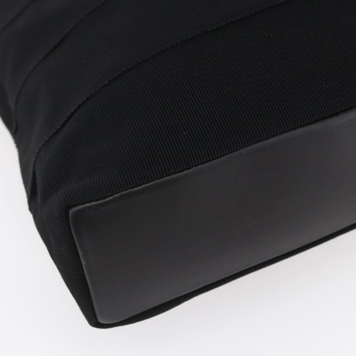 Salvatore Ferragamo Chain Tote Bag Canvas Black Gold Auth gh1290