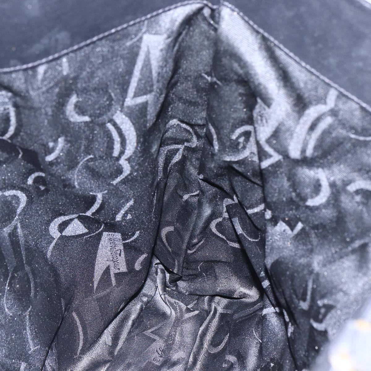 Salvatore Ferragamo Chain Tote Bag Canvas Black Gold Auth gh1290