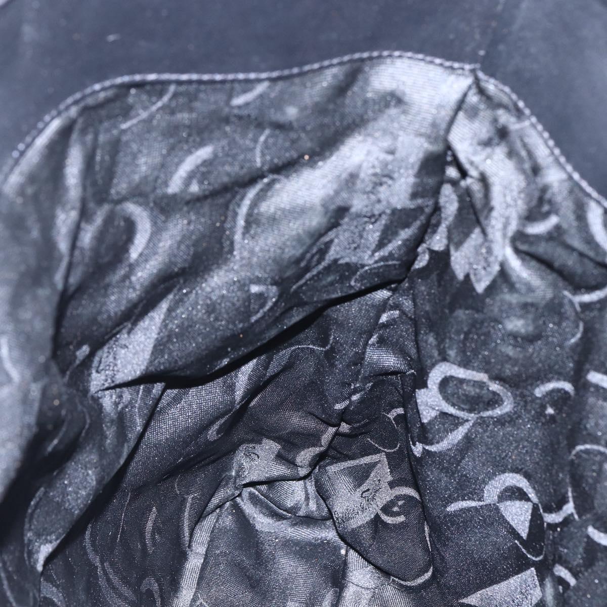 Salvatore Ferragamo Chain Tote Bag Canvas Black Gold Auth gh1290