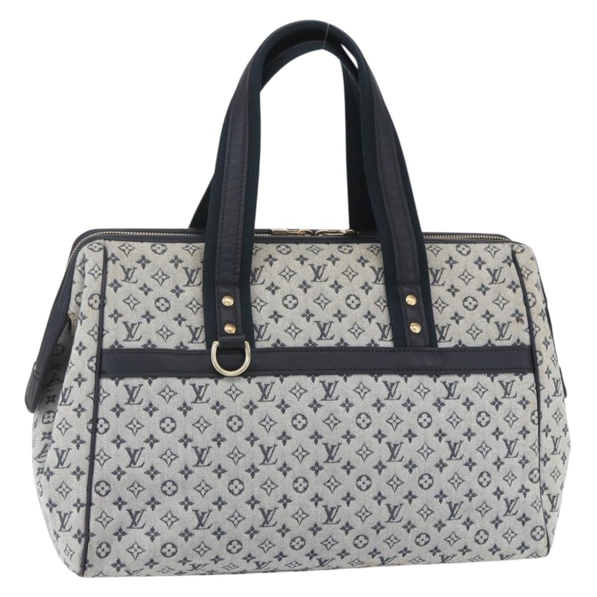 LOUIS VUITTON Monogram Mini Josephine GM Hand Bag Blue M92211 LV Auth gh1293