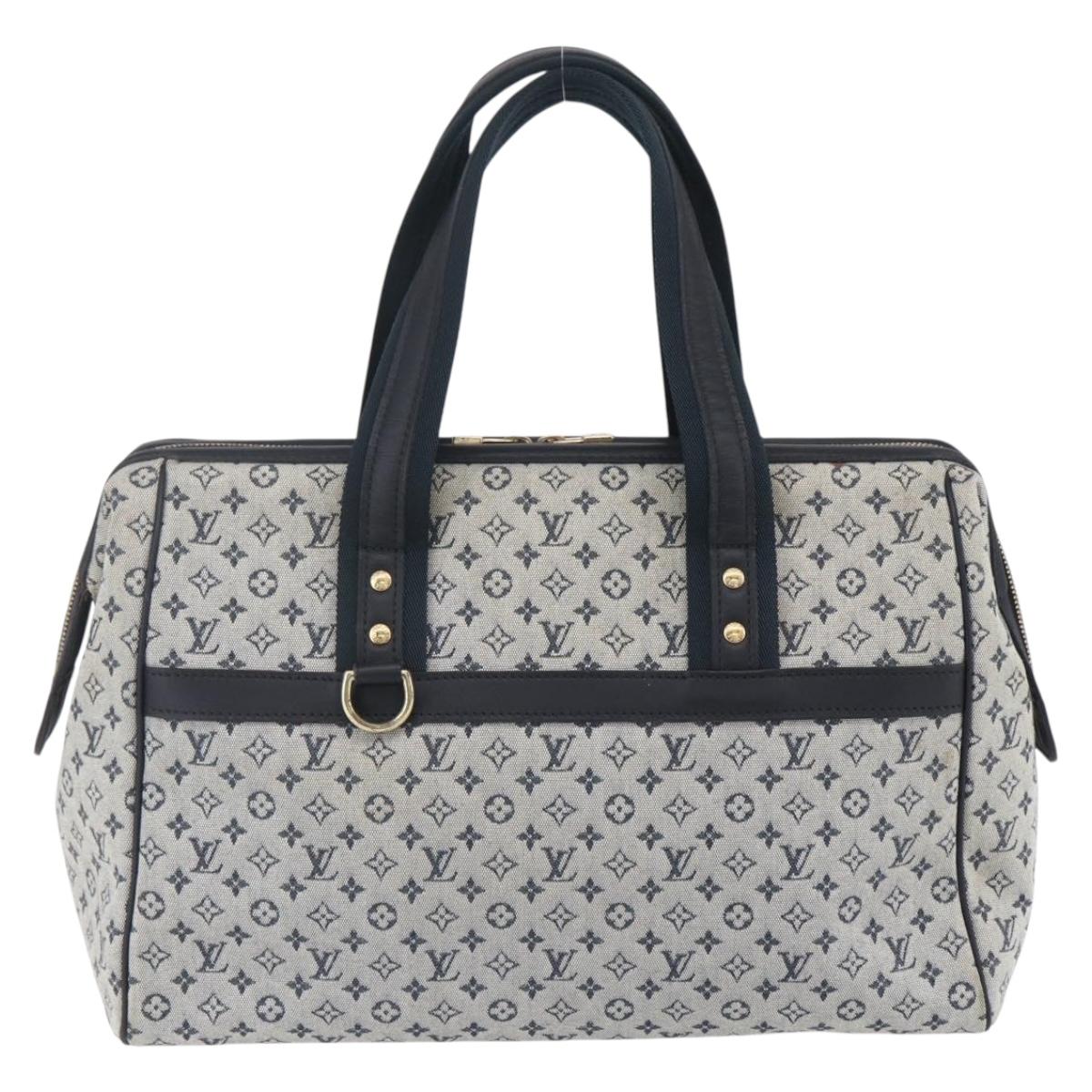 LOUIS VUITTON Monogram Mini Josephine GM Hand Bag Blue M92211 LV Auth gh1293