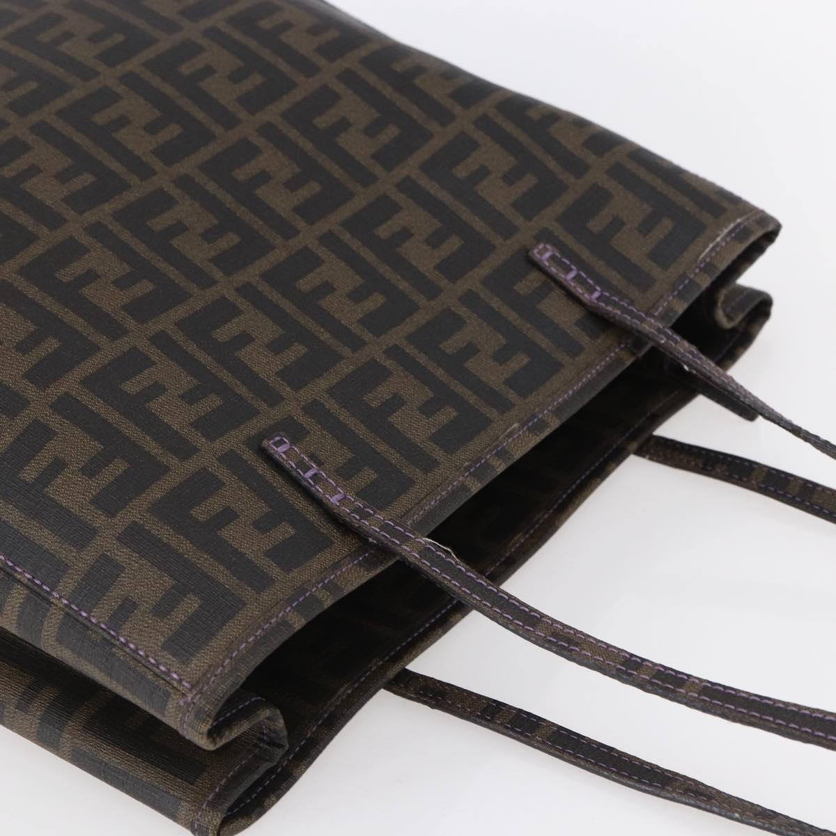 FENDI Zucca Canvas Tote Bag PVC Black Brown Auth gh1295