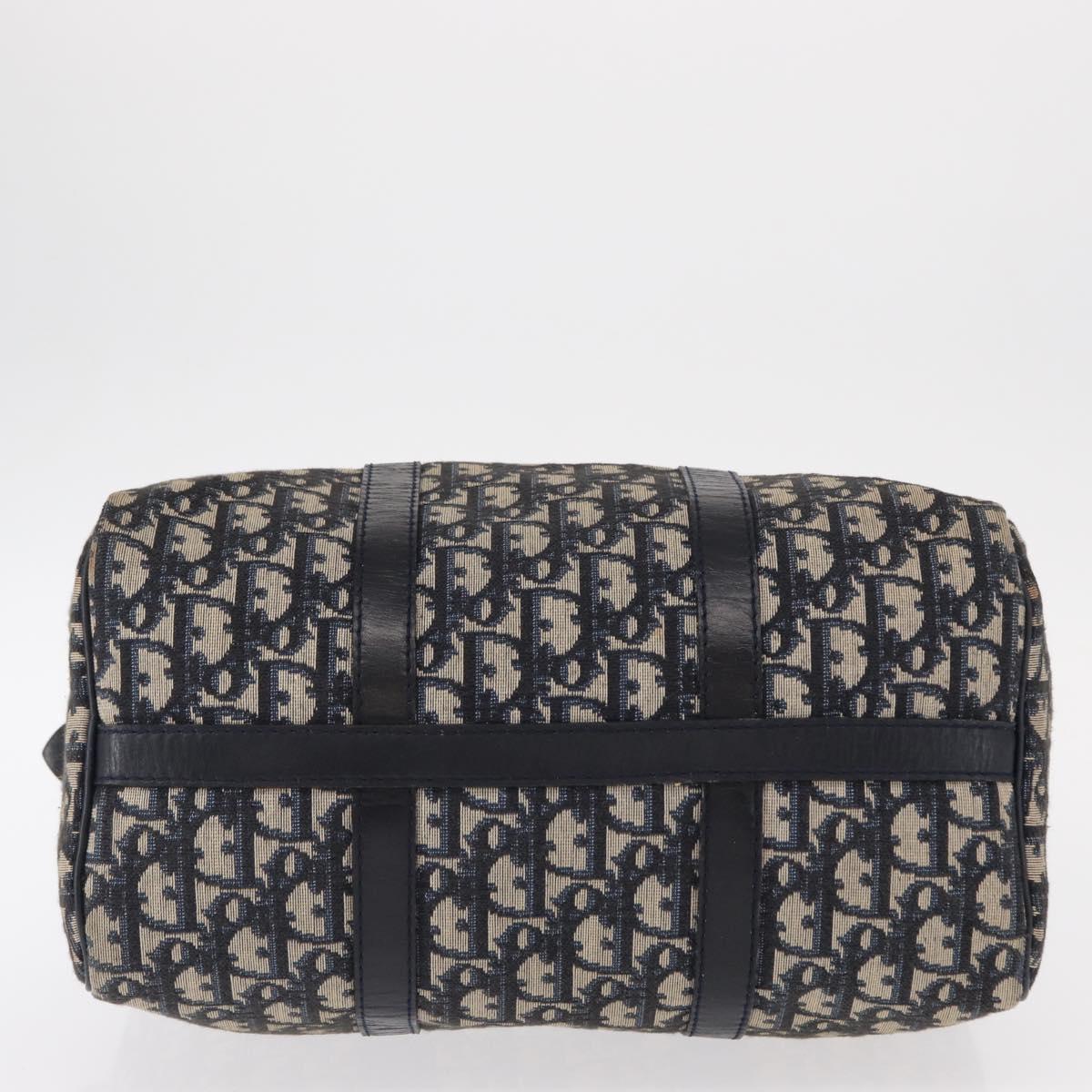 Christian Dior Trotter Canvas Hand Bag Navy Silver Auth gh1296