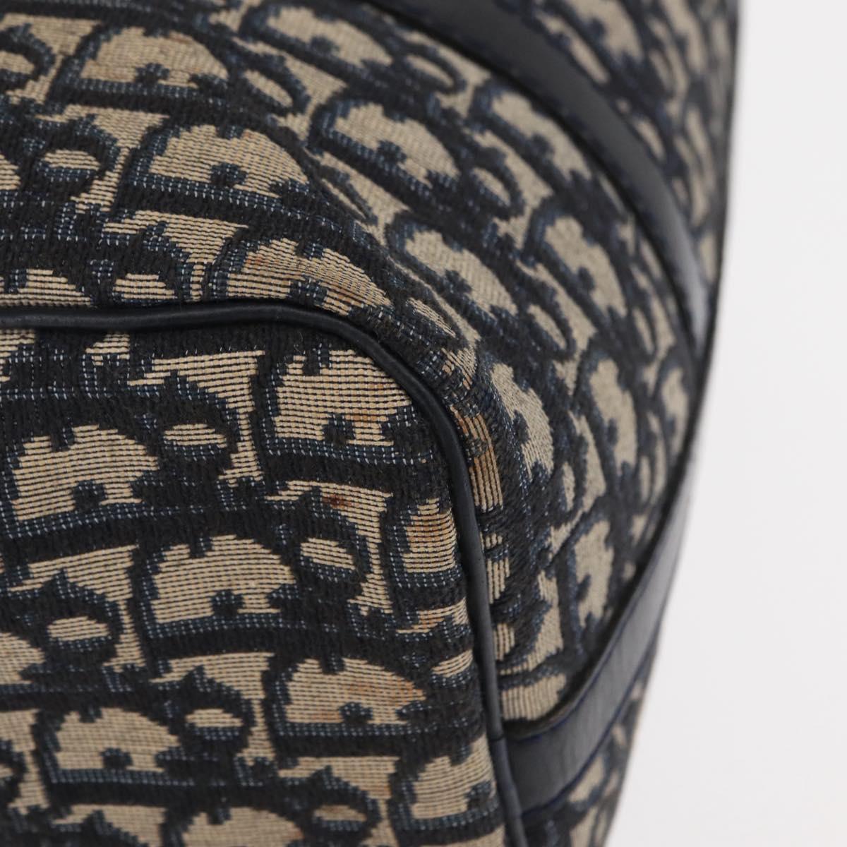 Christian Dior Trotter Canvas Hand Bag Navy Silver Auth gh1296