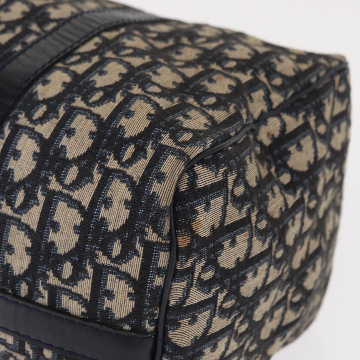 Christian Dior Trotter Canvas Hand Bag Navy Silver Auth gh1296