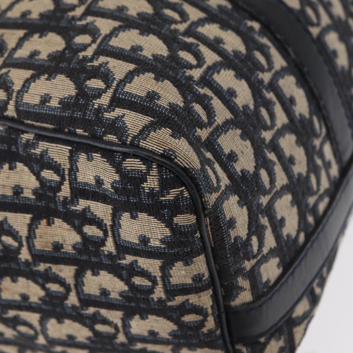 Christian Dior Trotter Canvas Hand Bag Navy Silver Auth gh1296