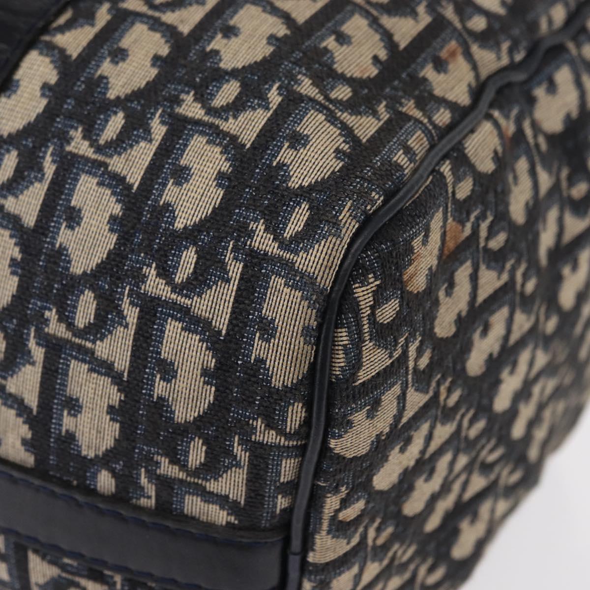 Christian Dior Trotter Canvas Hand Bag Navy Silver Auth gh1296