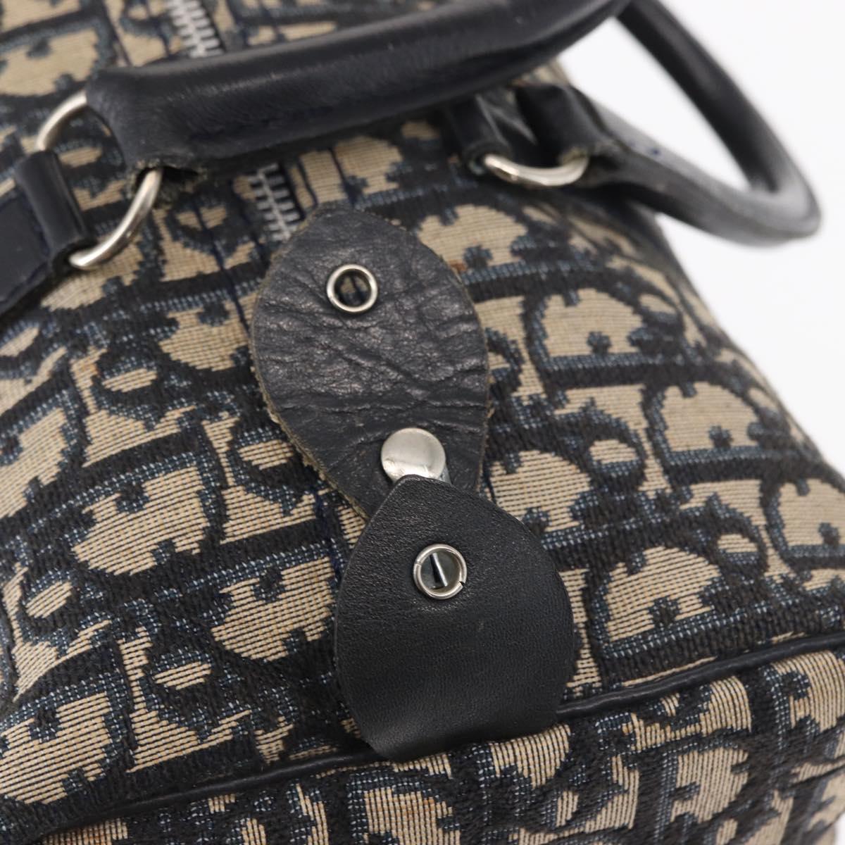 Christian Dior Trotter Canvas Hand Bag Navy Silver Auth gh1296