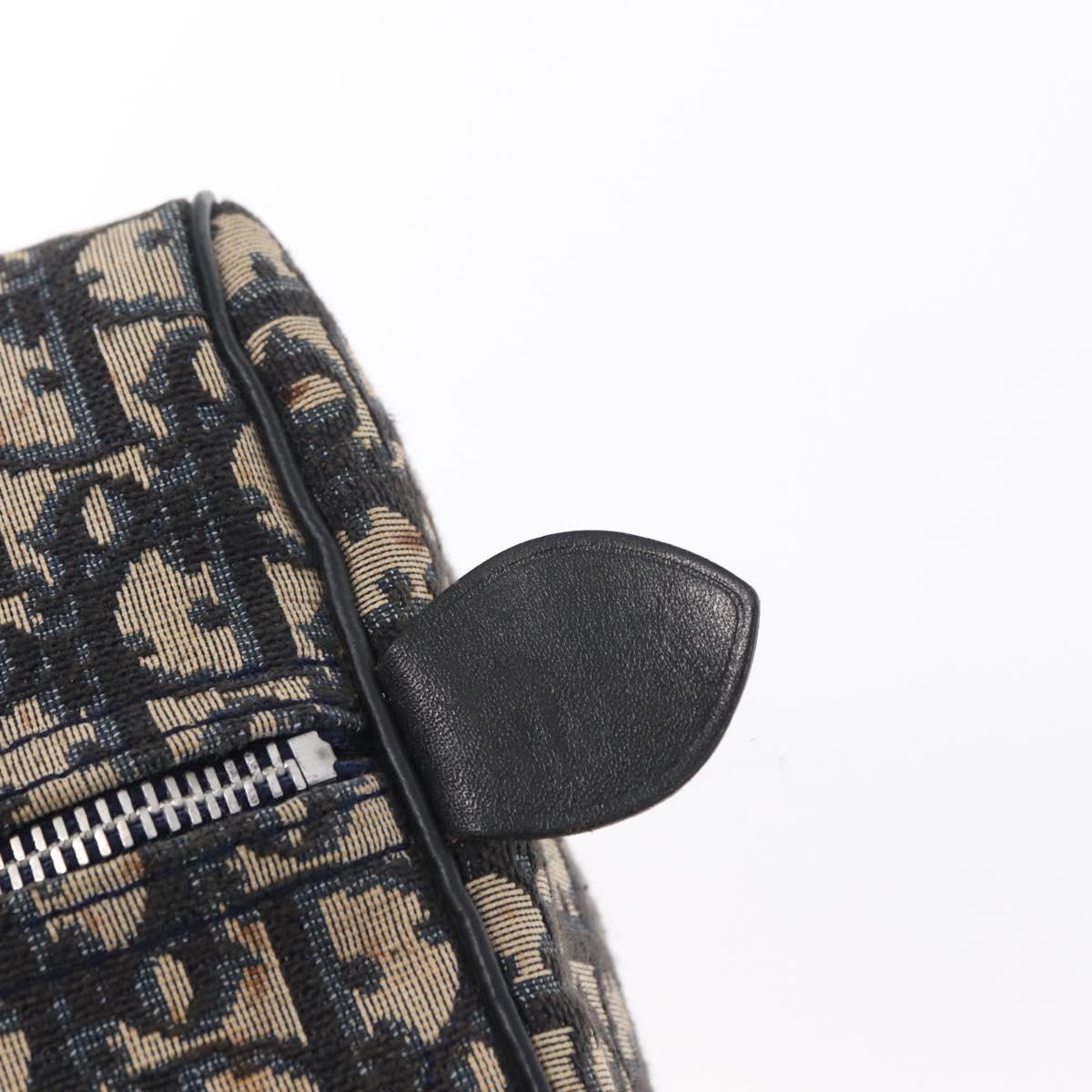 Christian Dior Trotter Canvas Hand Bag Navy Silver Auth gh1296