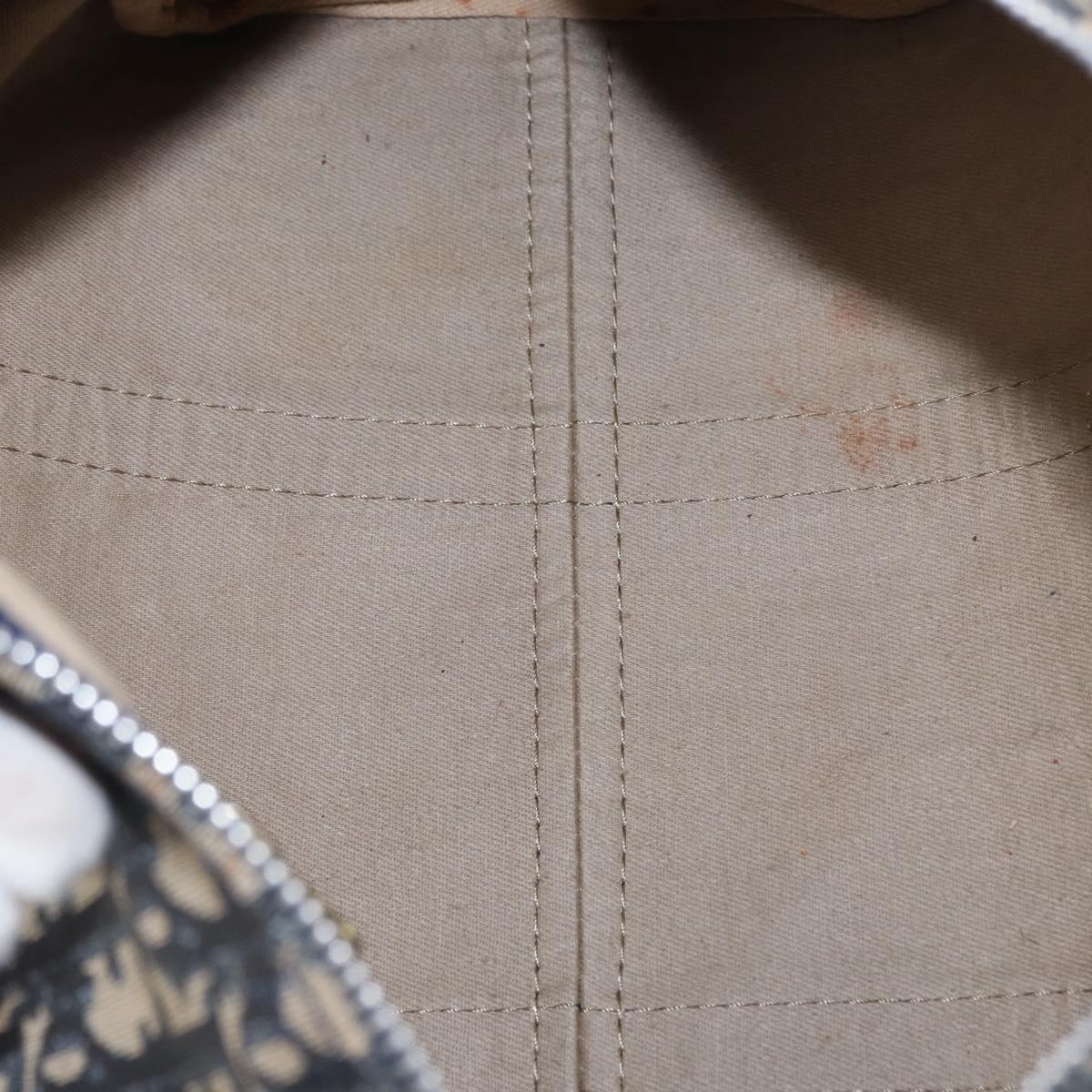 Christian Dior Trotter Canvas Hand Bag Navy Silver Auth gh1296