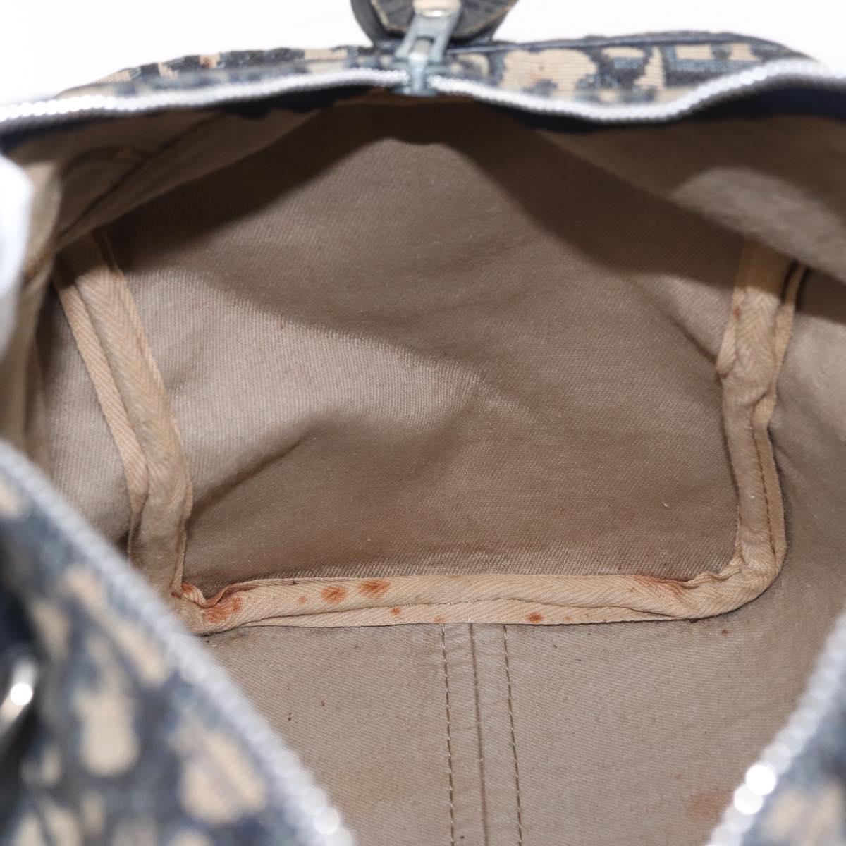 Christian Dior Trotter Canvas Hand Bag Navy Silver Auth gh1296