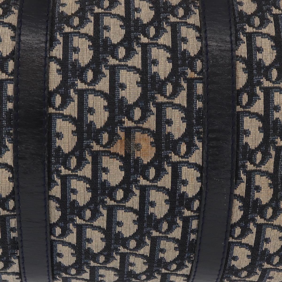 Christian Dior Trotter Canvas Hand Bag Navy Silver Auth gh1296