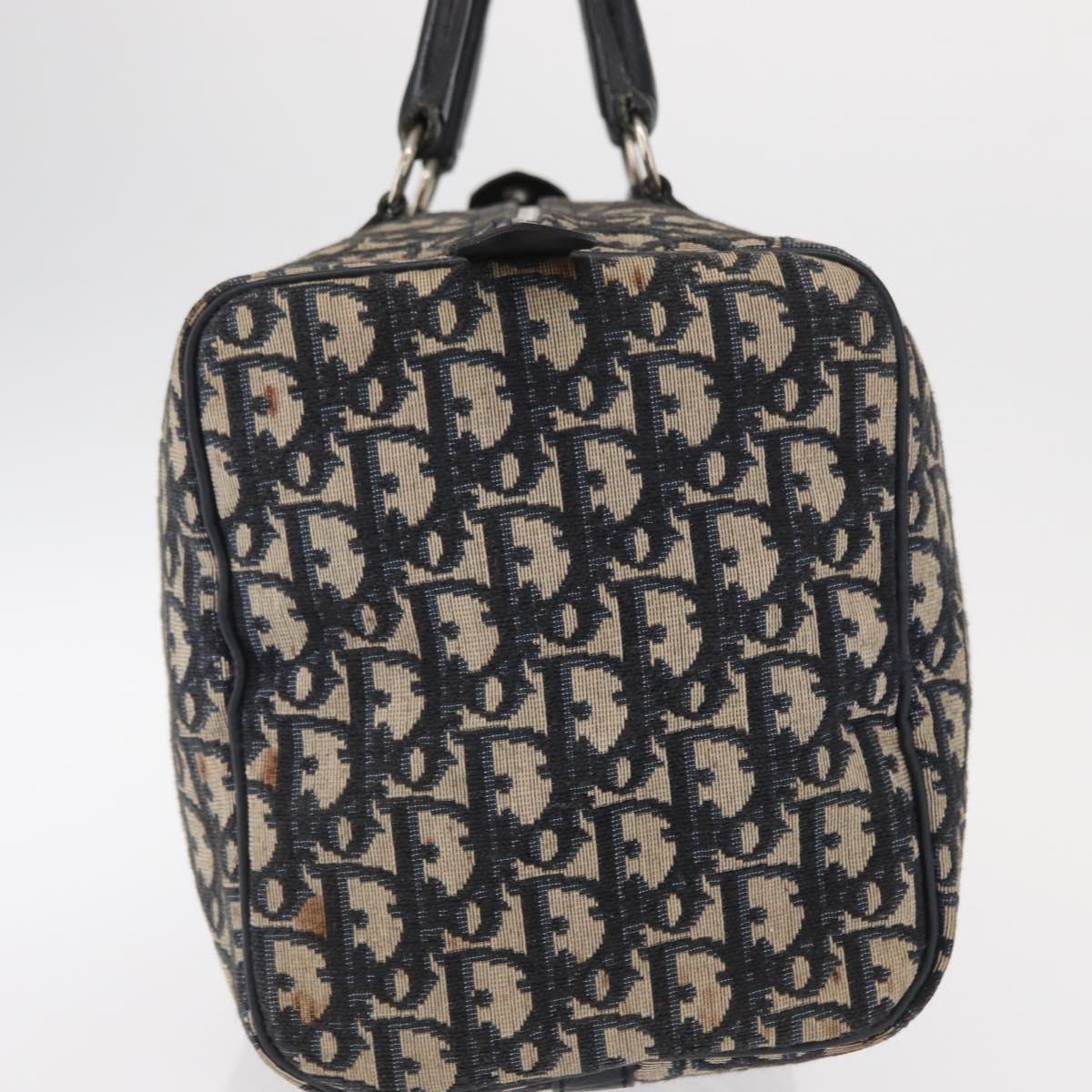 Christian Dior Trotter Canvas Hand Bag Navy Silver Auth gh1296