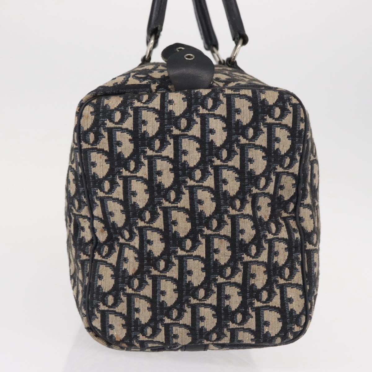 Christian Dior Trotter Canvas Hand Bag Navy Silver Auth gh1296