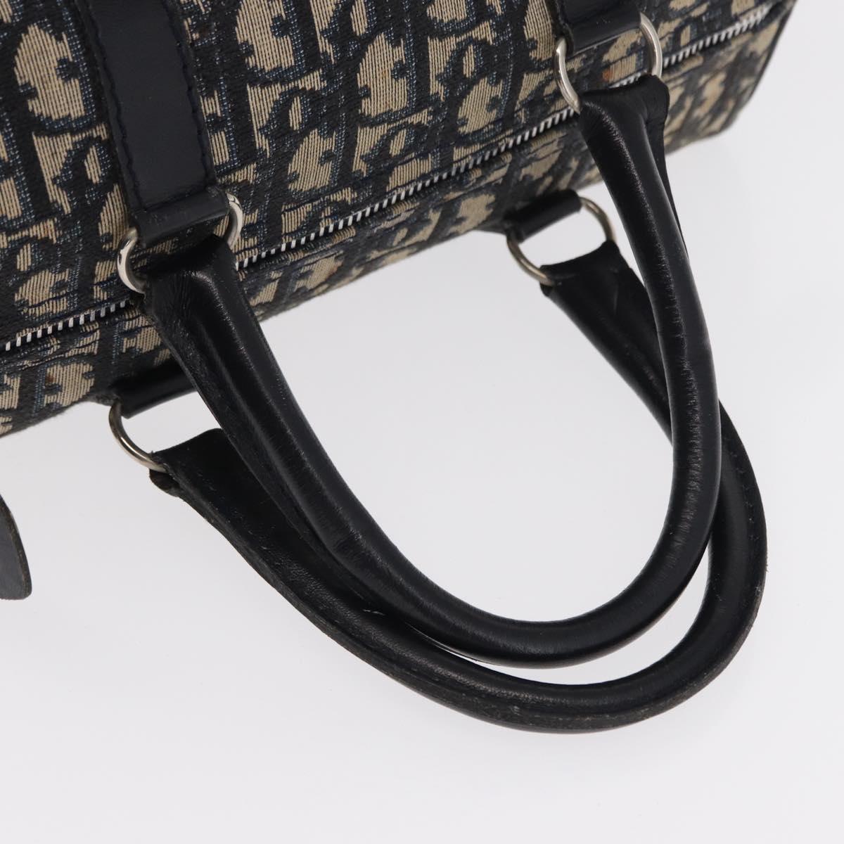 Christian Dior Trotter Canvas Hand Bag Navy Silver Auth gh1296
