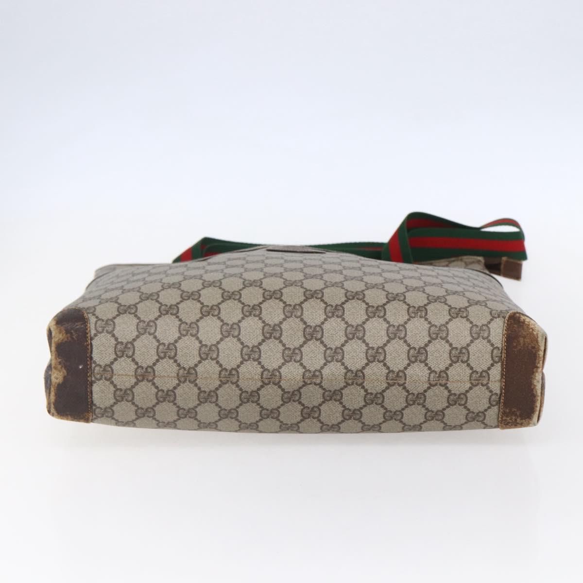 GUCCI GG Supreme Web Sherry Line Bag PVC Beige Gold 002 983 0163 Auth gh1297