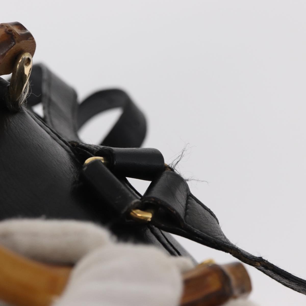 GUCCI Bamboo Backpack Leather Black Gold 003 1705 0030 Auth gh1298
