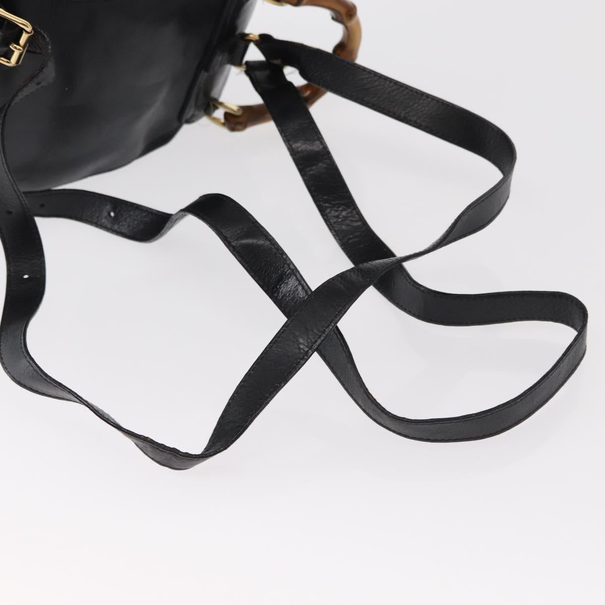 GUCCI Bamboo Backpack Leather Black Gold 003 1705 0030 Auth gh1298A