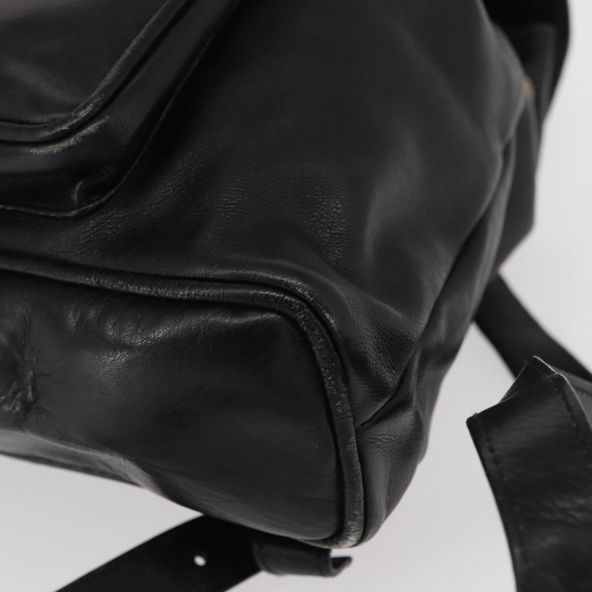 GUCCI Bamboo Backpack Leather Black Gold 003 1705 0030 Auth gh1298