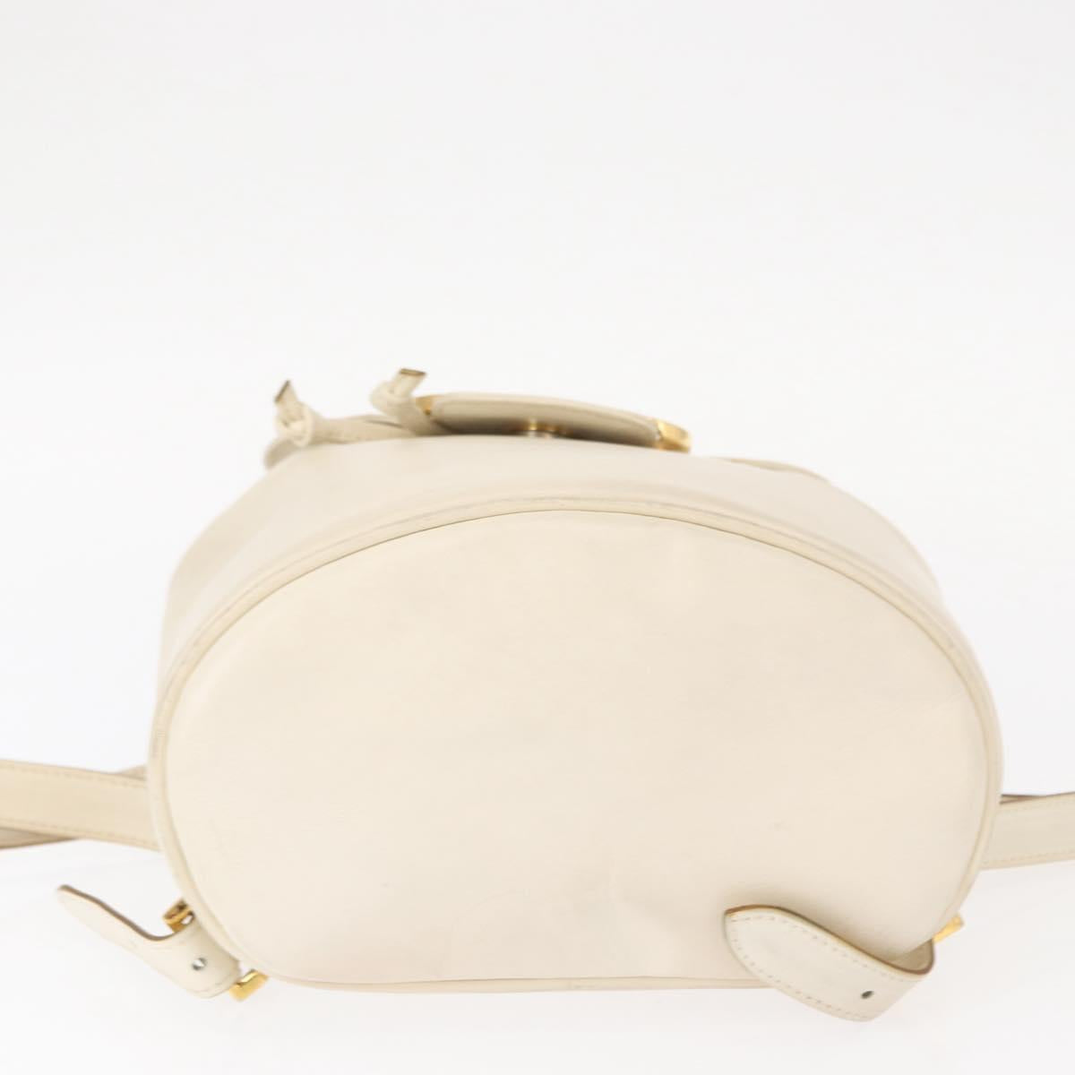 Salvatore Ferragamo Gancini Backpack Leather White Gold Auth gh1299