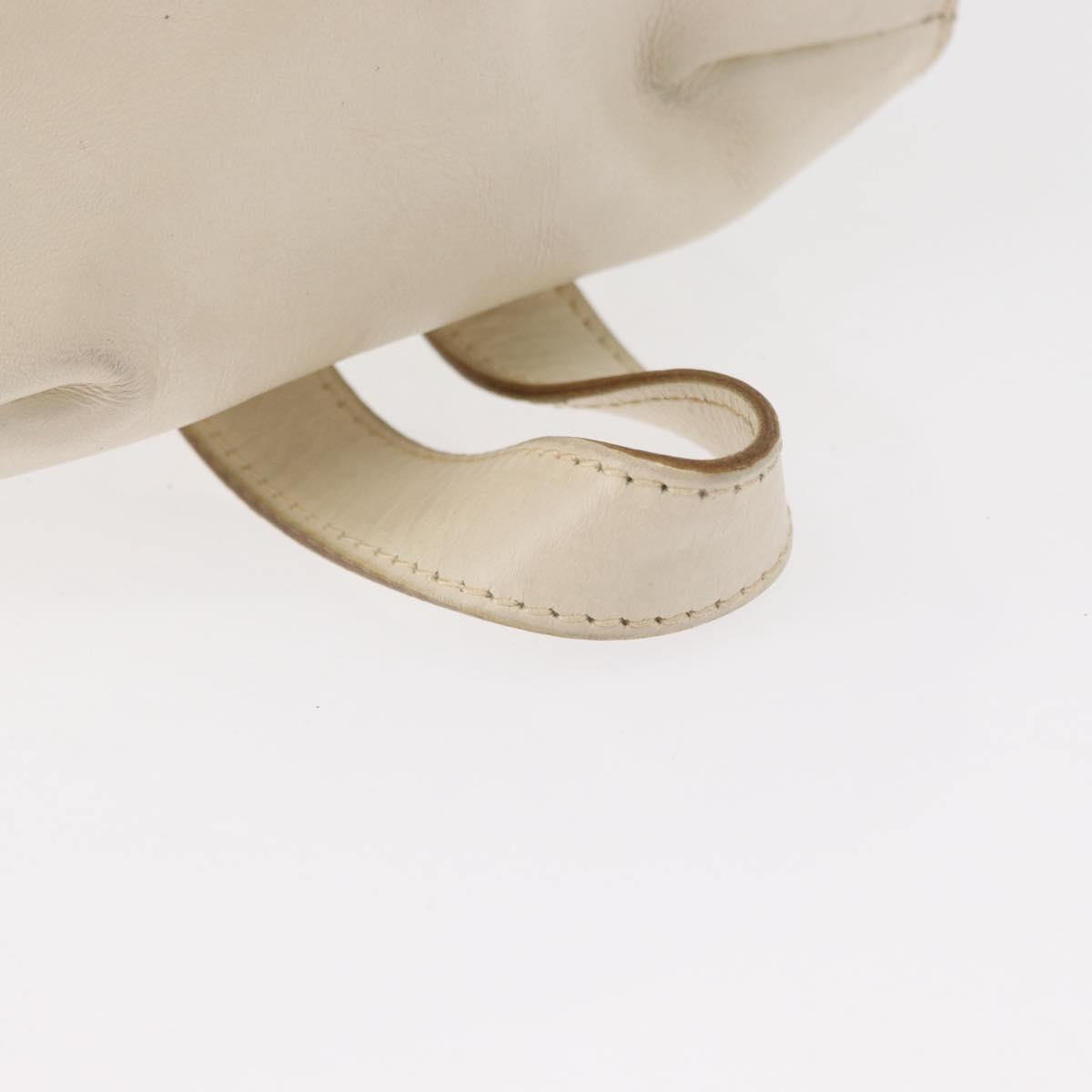 Salvatore Ferragamo Gancini Backpack Leather White Gold Auth gh1299