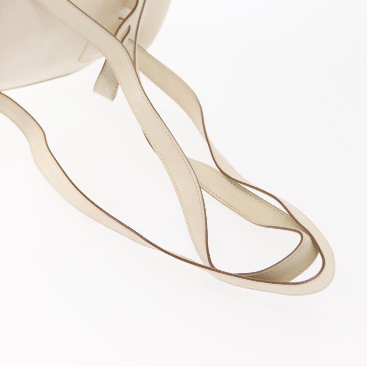 Salvatore Ferragamo Gancini Backpack Leather White Gold Auth gh1299