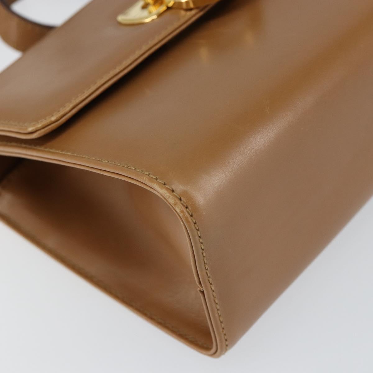 Salvatore Ferragamo Gancini Shoulder Bag Leather Brown Gold Auth gh1300