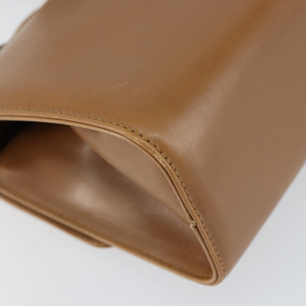 Salvatore Ferragamo Gancini Shoulder Bag Leather Brown Gold Auth gh1300