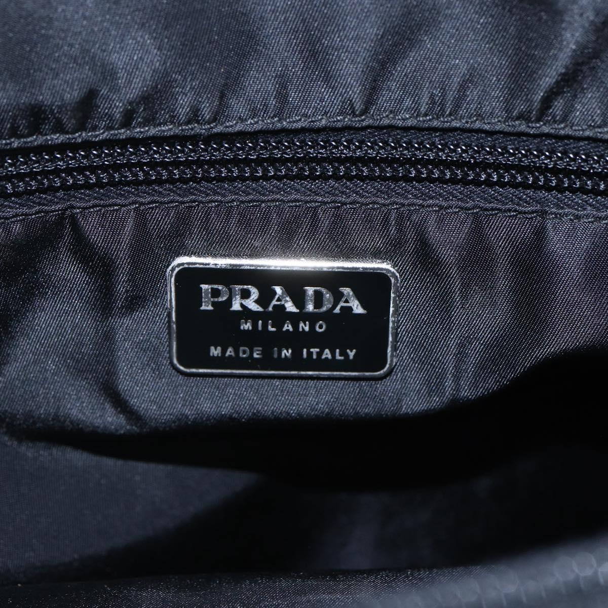 PRADA Hand Bag Nylon Black Silver Auth gh1303