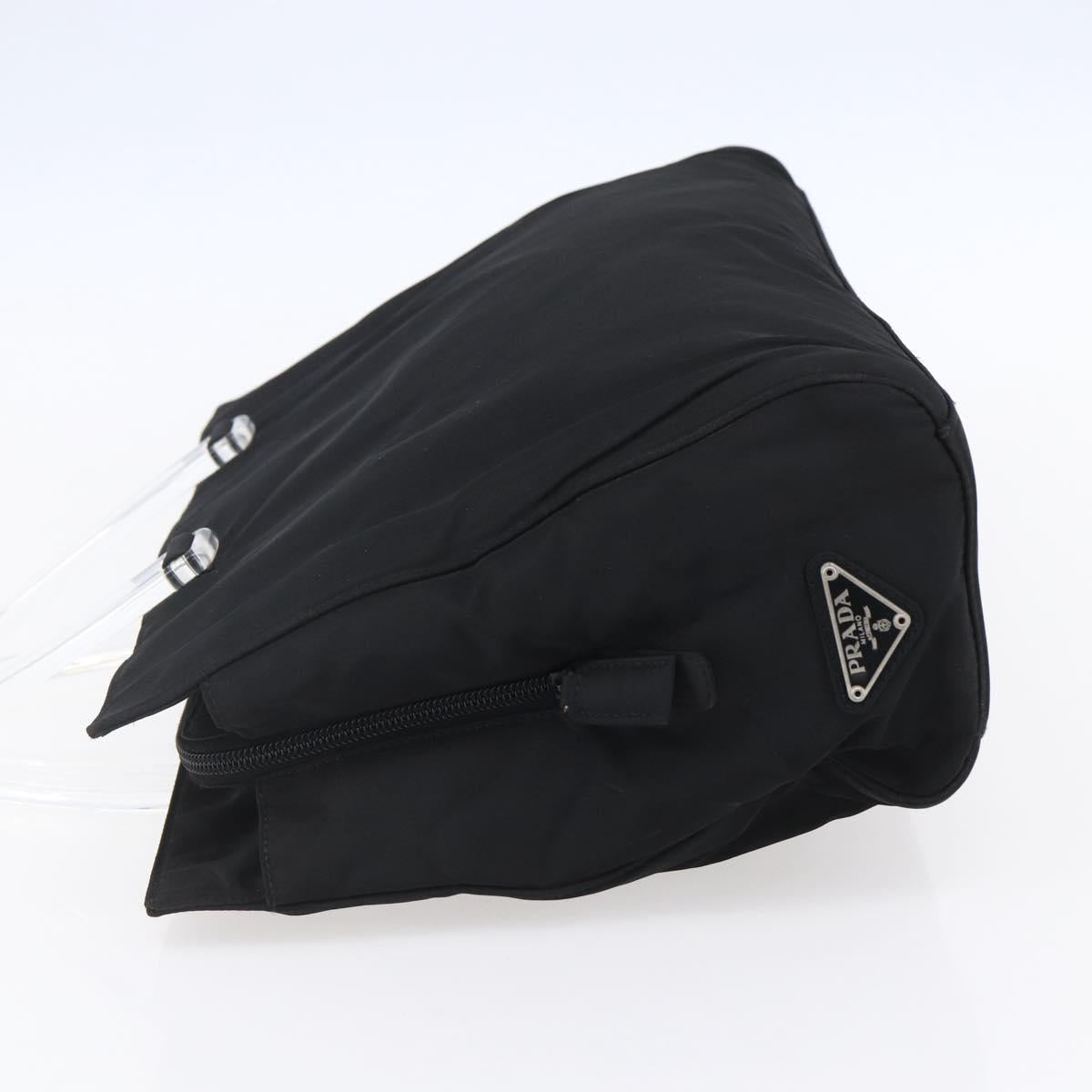 PRADA Hand Bag Nylon Black Silver Auth gh1303