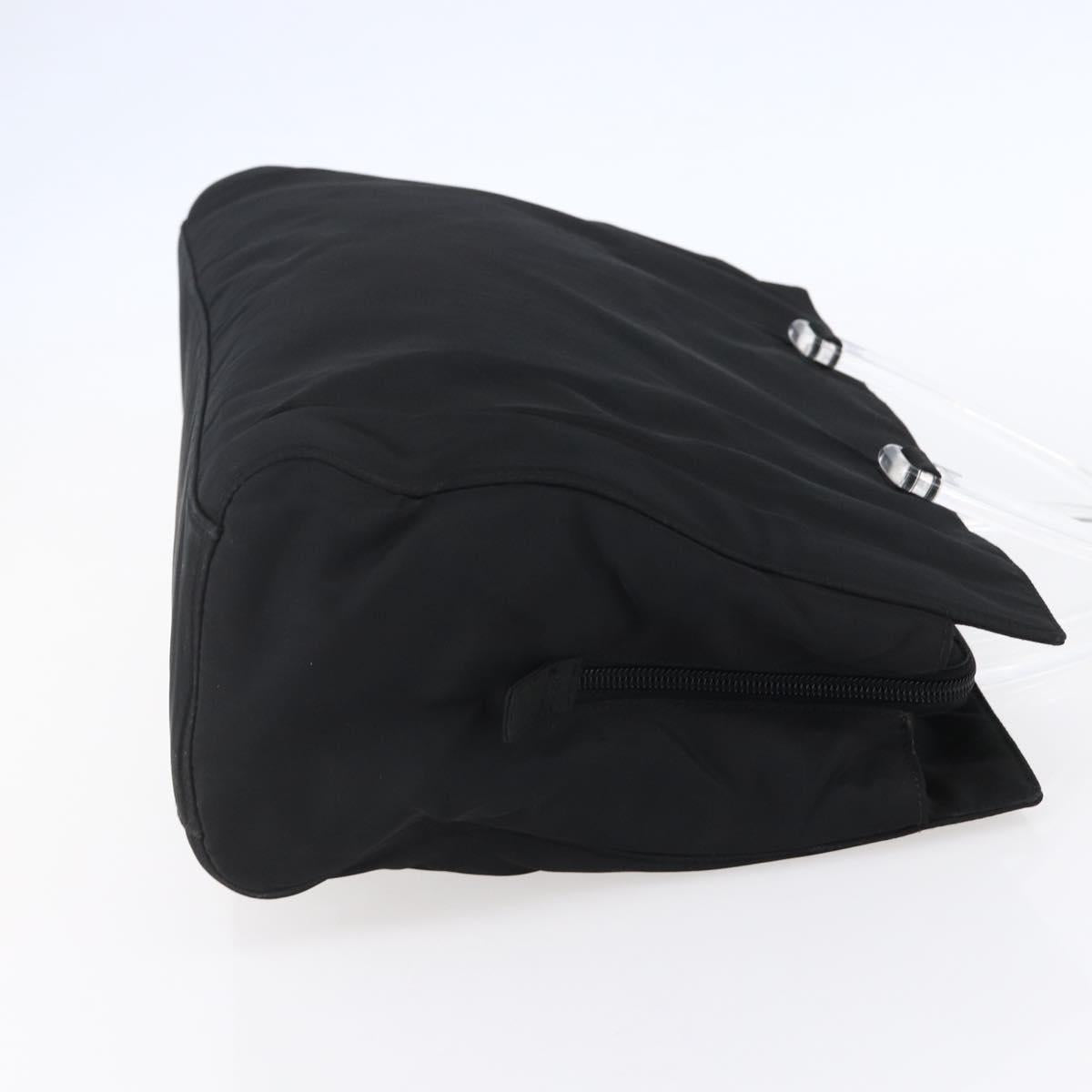 PRADA Hand Bag Nylon Black Silver Auth gh1303