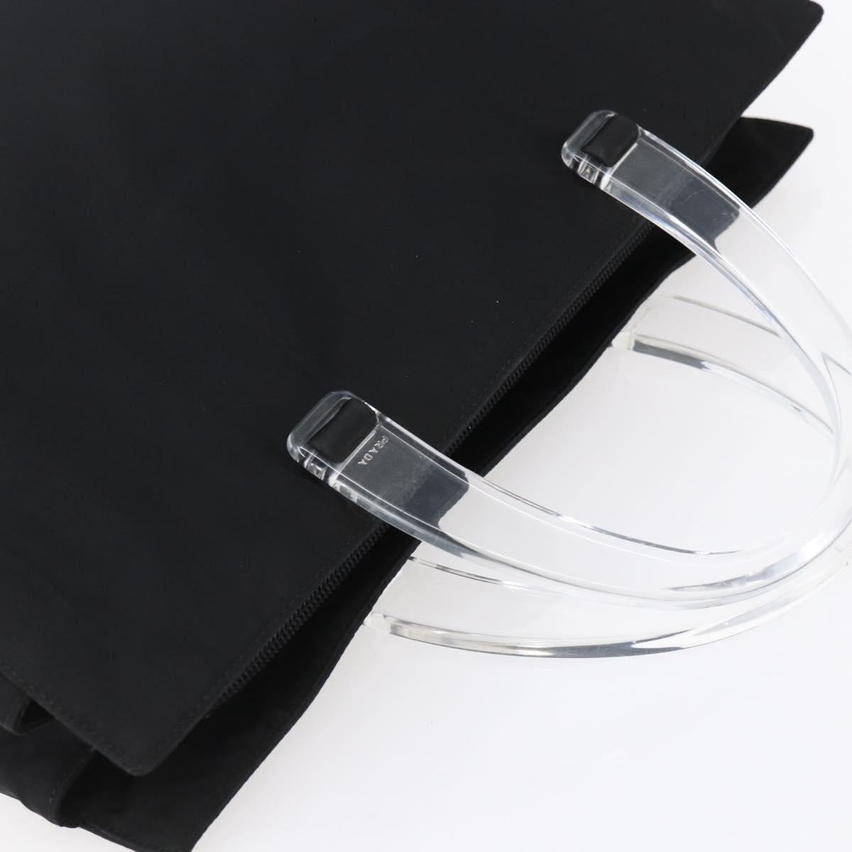 PRADA Hand Bag Nylon Black Silver Auth gh1303