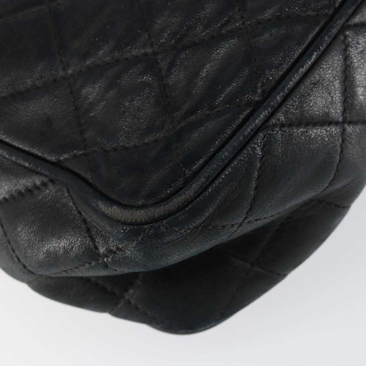 CHANEL Matelasse COCO Mark Shoulder Bag Lamb Skin Black Gold CC Auth gh1304