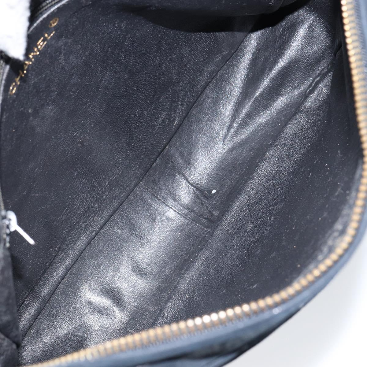 CHANEL Matelasse COCO Mark Shoulder Bag Lamb Skin Black Gold CC Auth gh1304