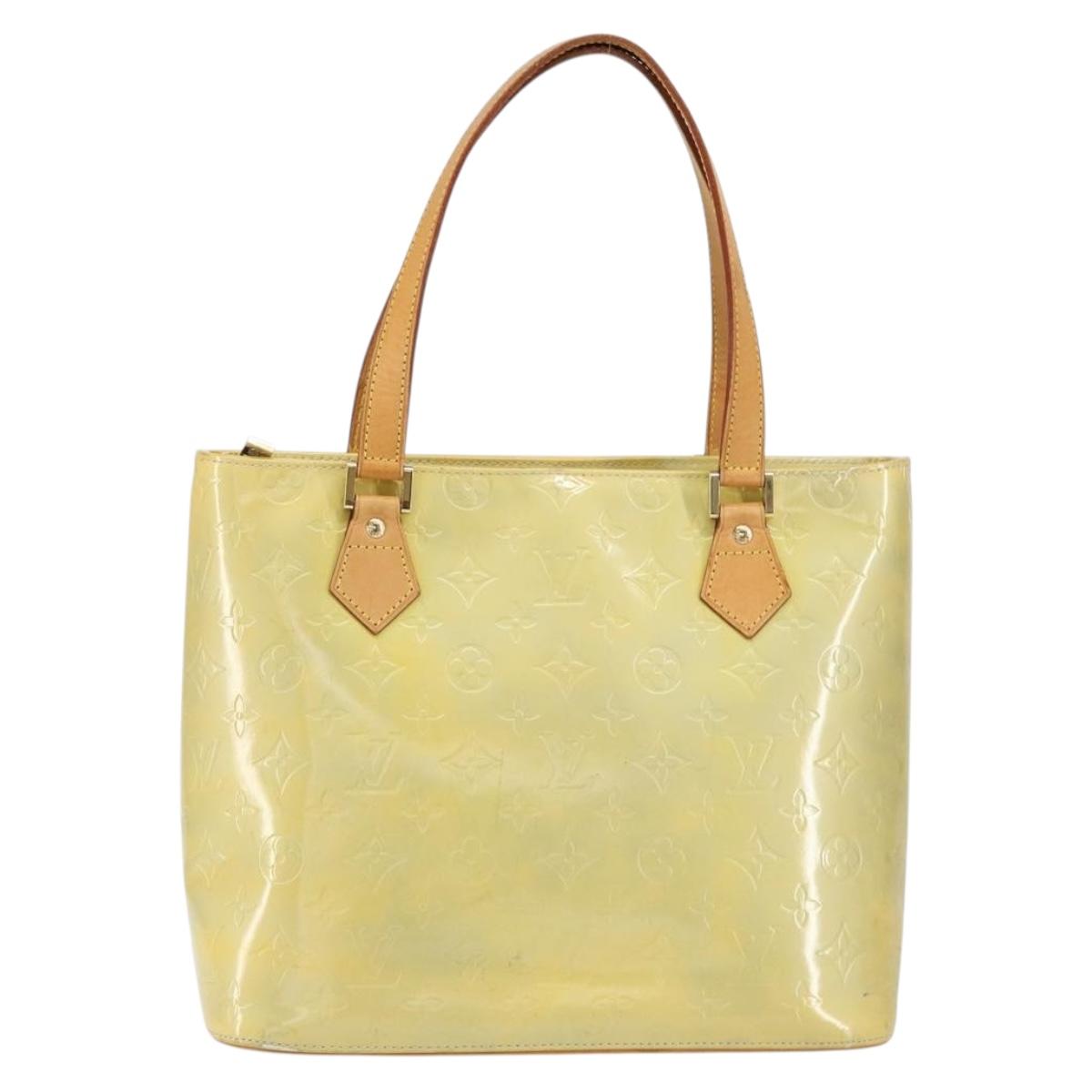 LOUIS VUITTON Monogram Vernis Houston Hand Bag Beige M91004 LV Auth gh1308