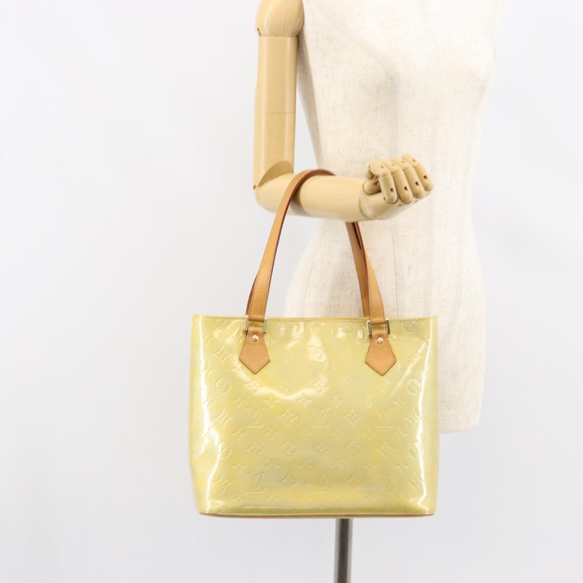 LOUIS VUITTON Monogram Vernis Houston Hand Bag Beige M91004 LV Auth gh1308