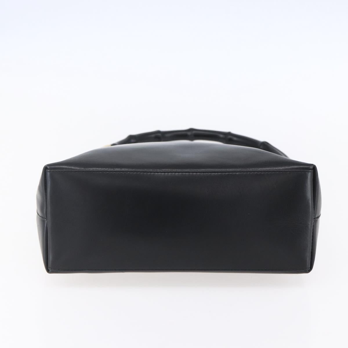GUCCI Bamboo Shoulder Bag Leather Black Gold 001 3007 Auth gh1309
