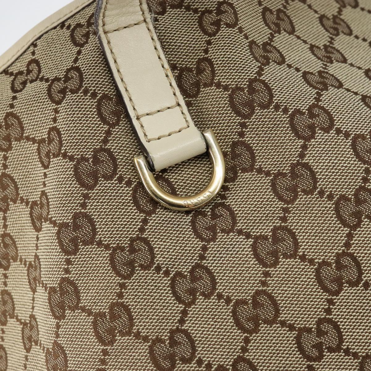 GUCCI GG Canvas Newbrit Tote Bag Beige Gold 169946 Auth gh1314