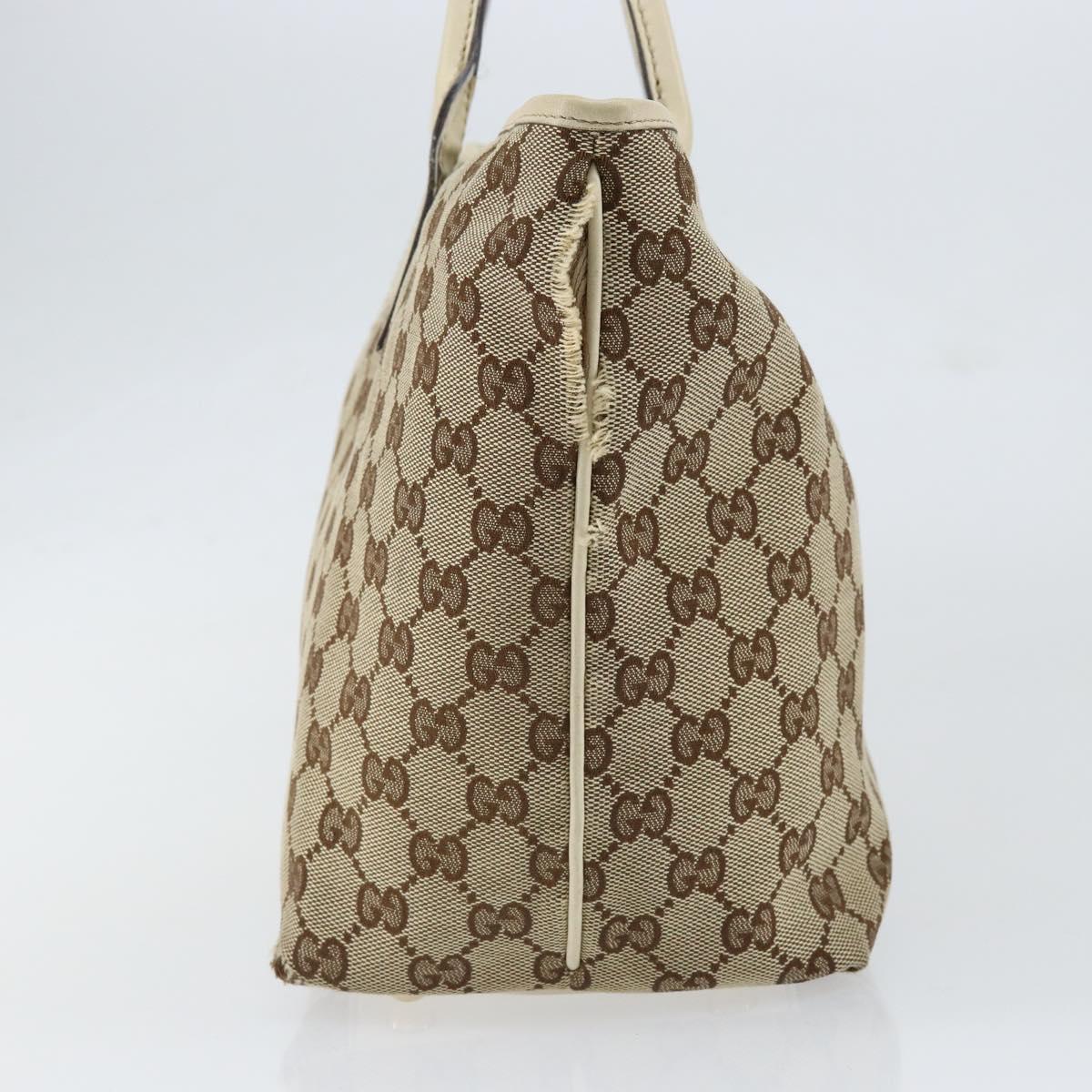 GUCCI GG Canvas Newbrit Tote Bag Beige Gold 169946 Auth gh1314