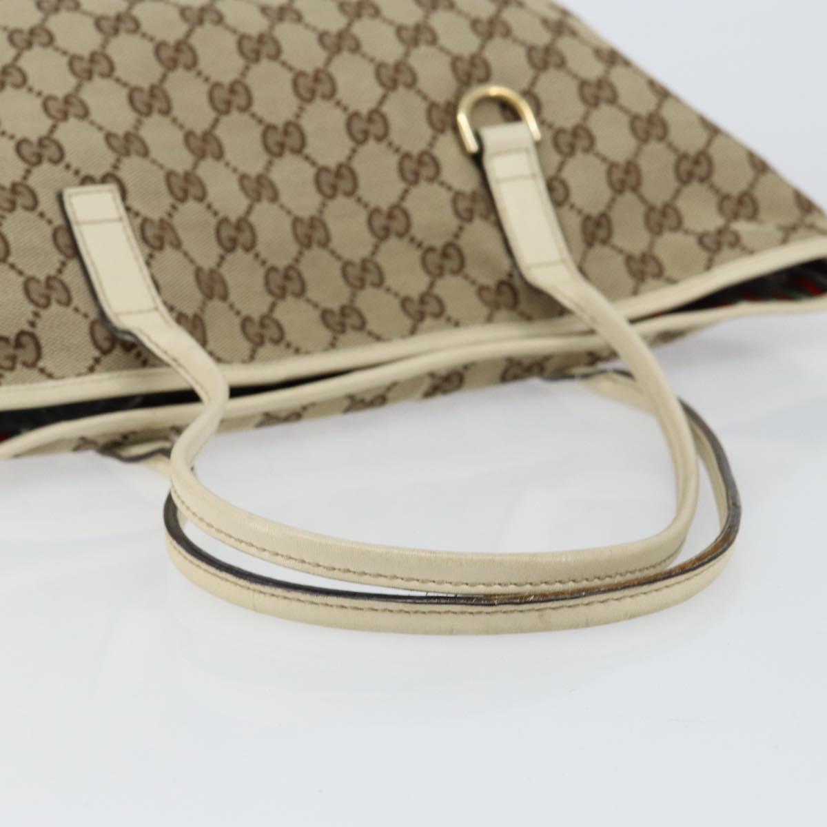 GUCCI GG Canvas Newbrit Tote Bag Beige Gold 169946 Auth gh1314