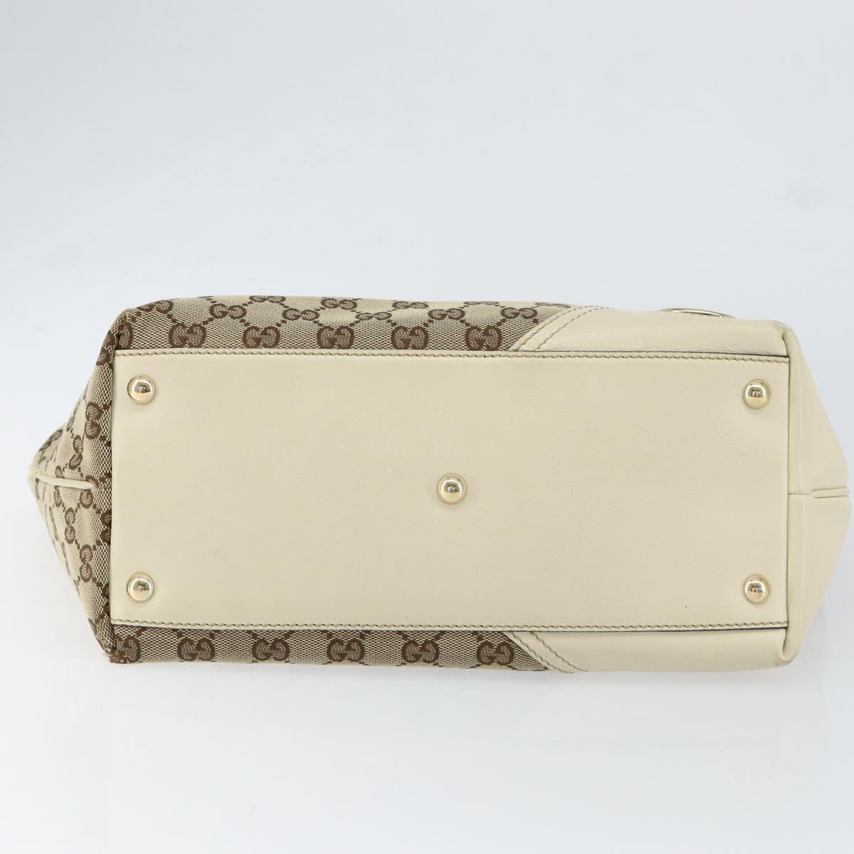 GUCCI GG Canvas Newbrit Tote Bag Beige Gold 169946 Auth gh1314