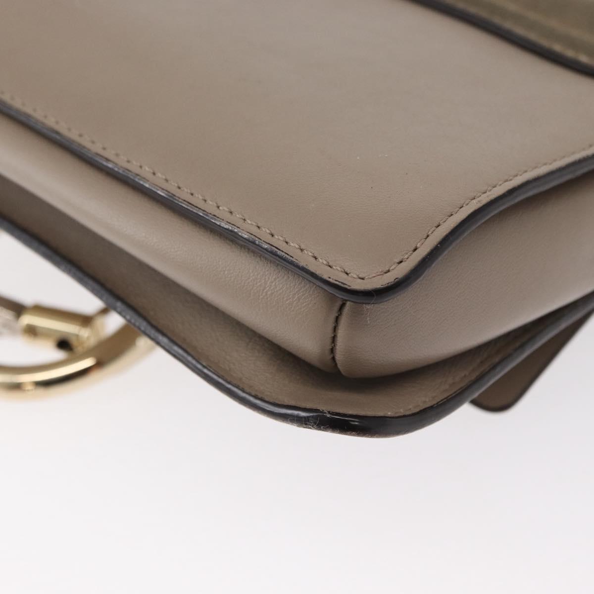 Chloe Fay Shoulder Bag Suede Leather Beige Gold Auth gh1321